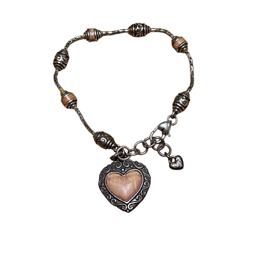 Vintage Brighton Park Ave Pink Heart Bracelet Silver & Pink